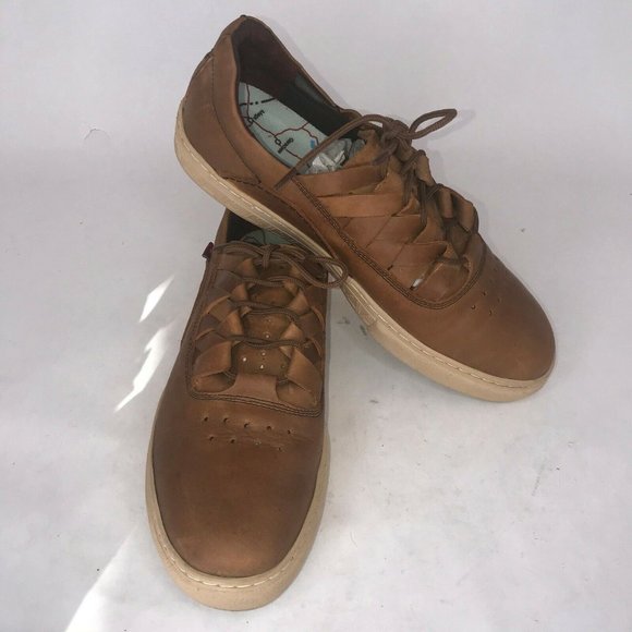 Mens Brown Leather Sneakers Oliberte Dakugo Woven Shoe - Picture 10 of 11